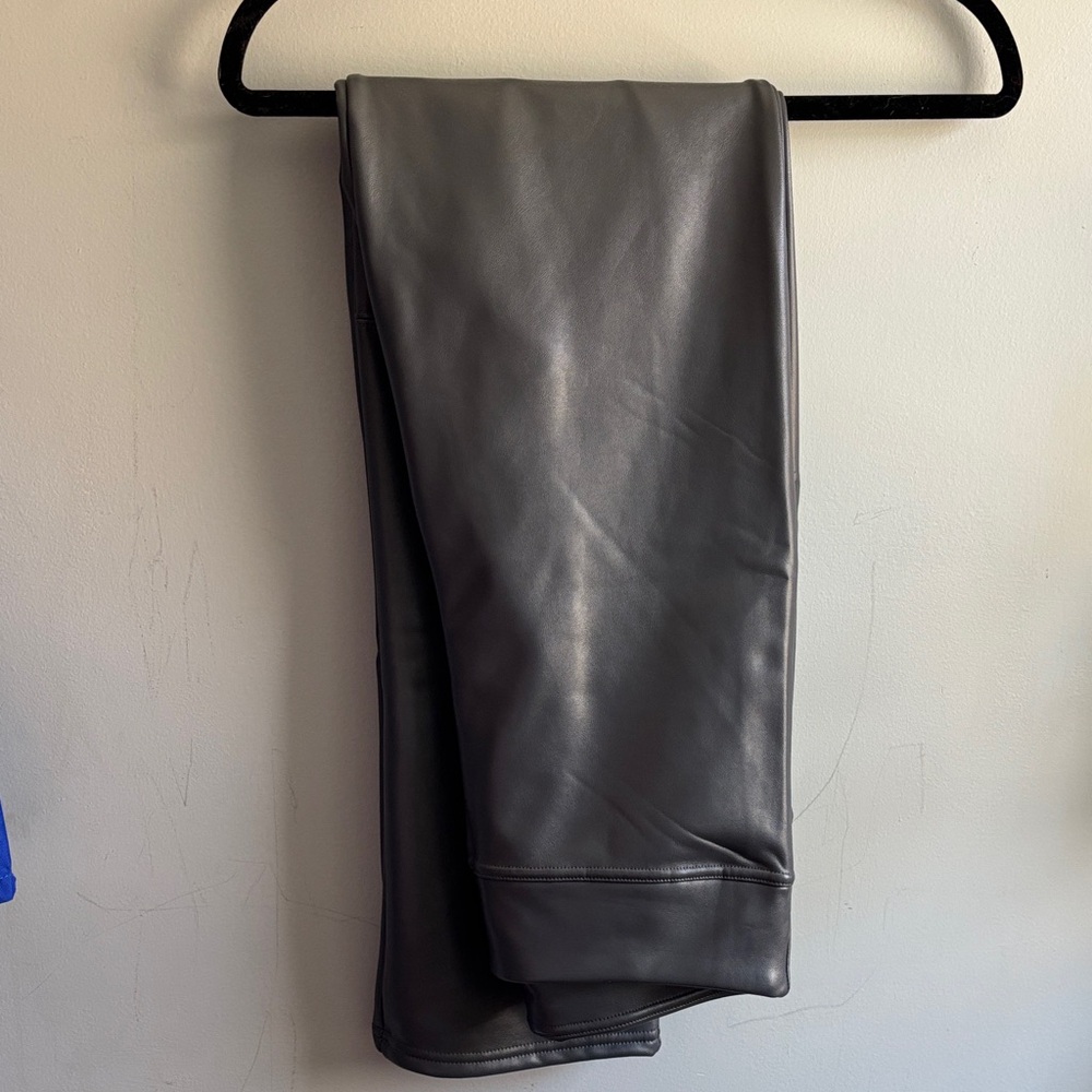 Gray Faux Leather Leggings